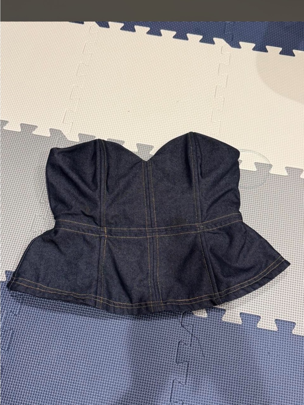 Urban Outfitters Dark Blue Denim Peplum Bustier